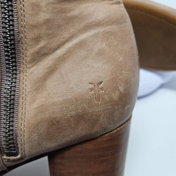 Frye Addie Double Zip Boots In Stone Tan Women’s Size 11 Leather Fall Winter - Picture 9 of 16